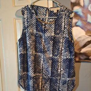 Blue and White Sleeveless Women's Top